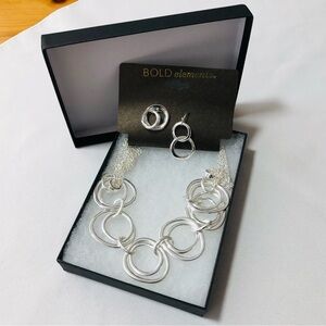 New BOLD Elements silvertone necklace and earrings set